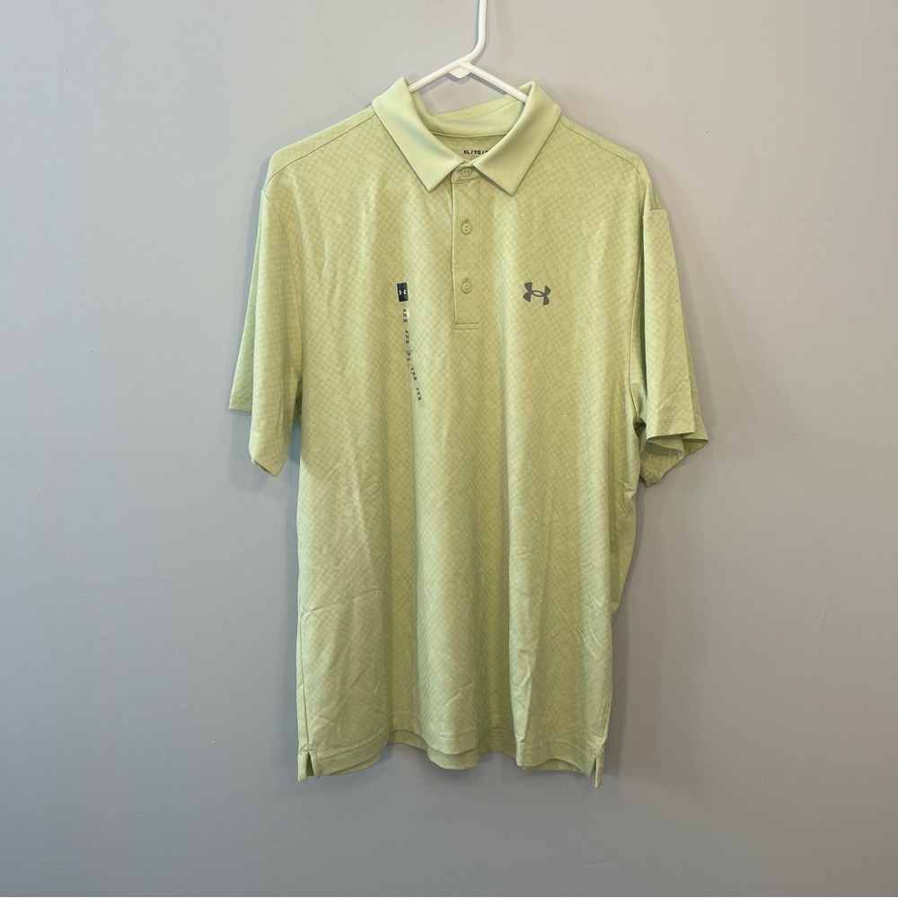 NEW Under Armour Playoff Polo Shirt Mens Extra Large Green Check Jacquard Golf